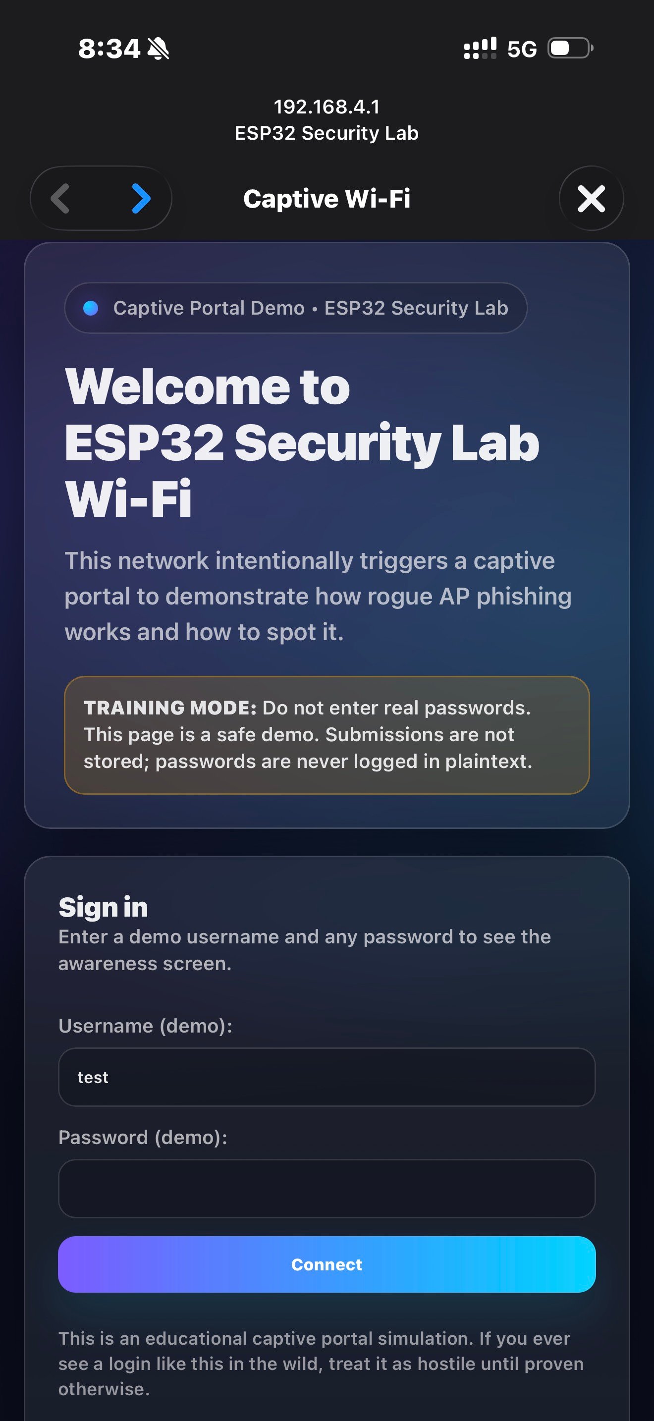 Evil Twin Attack Simulation & Rogue Access Point Detection (ESP32)