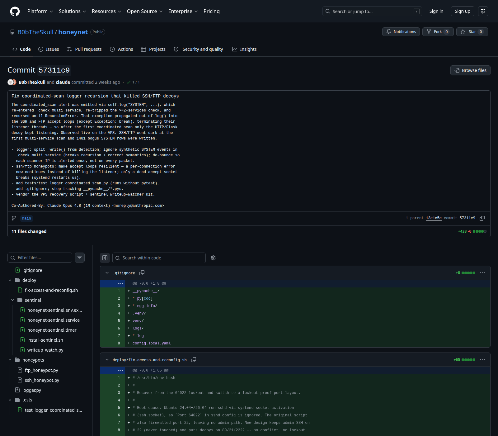 The fix — coordinated-scan logger recursion, root-caused from production logs, with a regression test