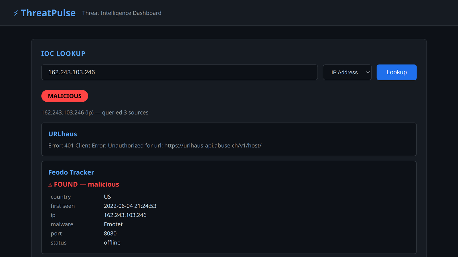ThreatPulse — CLI threat intelligence aggregator & web dashboard